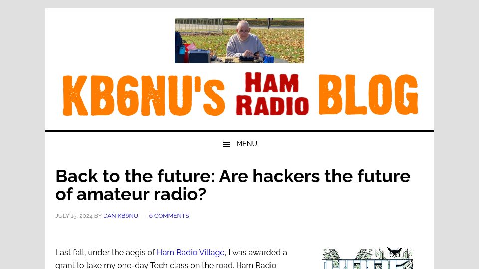 Screenshot of kb6nu.com: Back to the future: Are hackers the future of amateur radio?