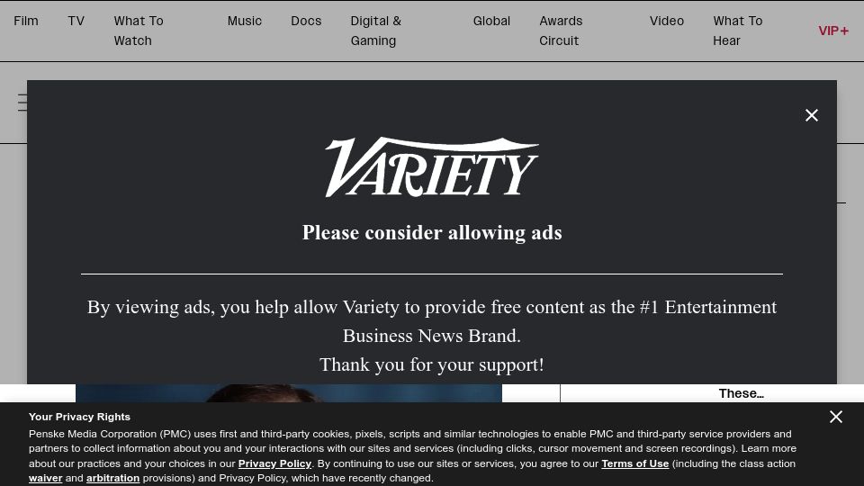 Screenshot of variety.com: Bob Newhart, Comedy Icon, Dies at 94