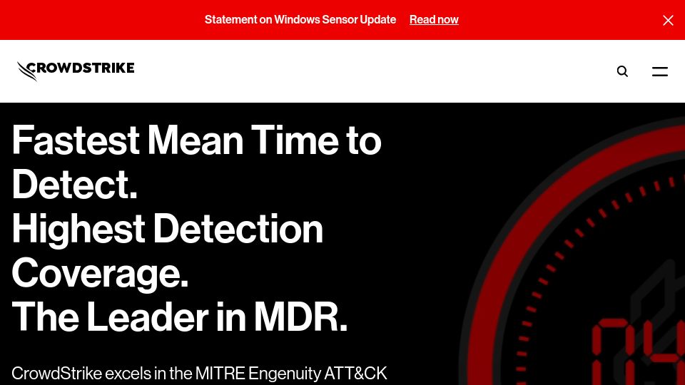 Screenshot of crowdstrike.com: 62 Minutes could bring your business down