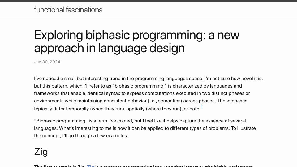 Screenshot of rybicki.io: Exploring biphasic programming: a new approach in language design