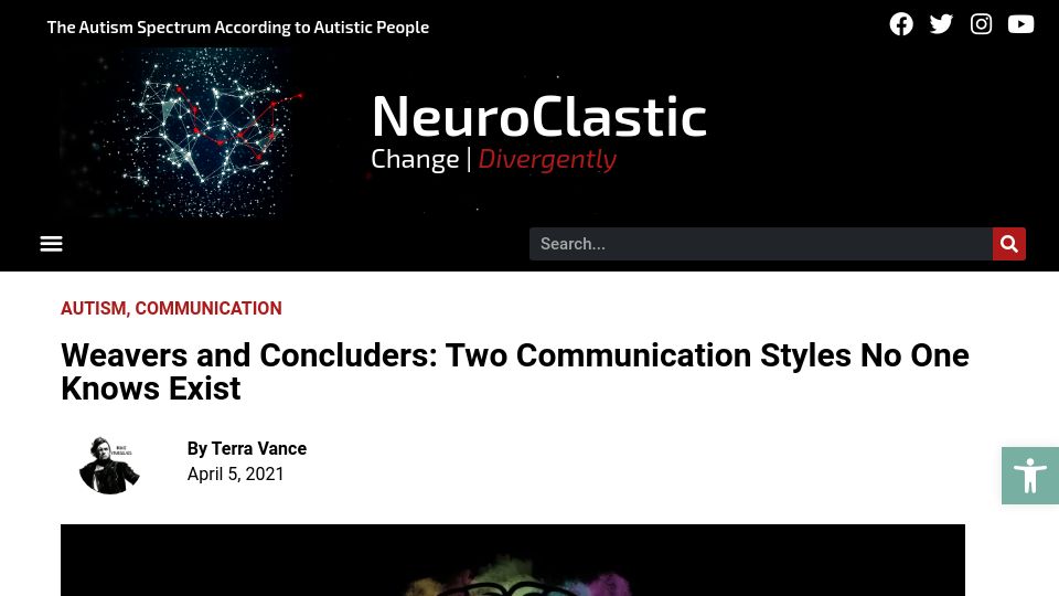 Screenshot of neuroclastic.com: Weavers and Concluders: Two communication styles (2021)