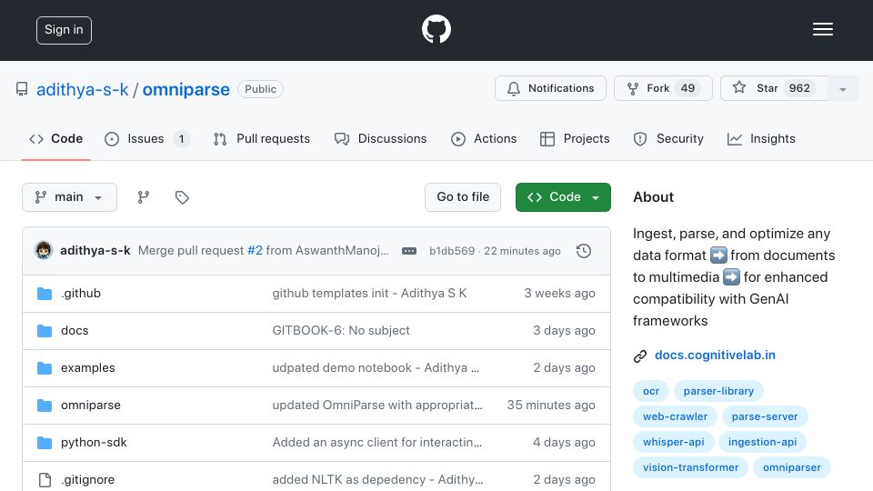 Screenshot of github.com: Show HN: I Made an Open Source Platform for Structuring Any Unstructured Data