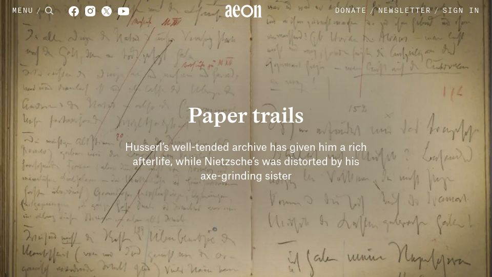 Screenshot of aeon.co: Paper Trails