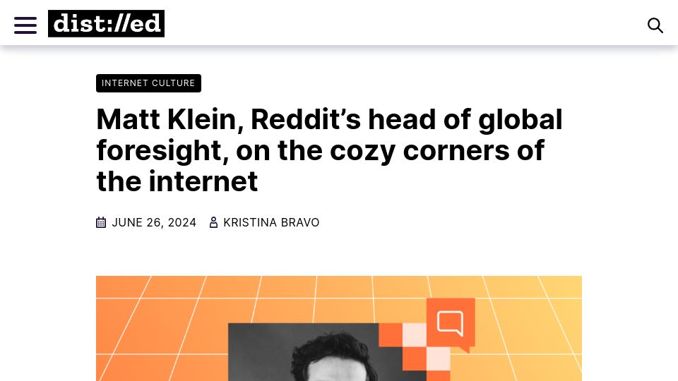 Screenshot of blog.mozilla.org: Matt Klein on the cozy corners of the internet