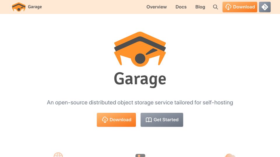 Screenshot of garagehq.deuxfleurs.fr: Garage: Open-Source Distributed Object Storage