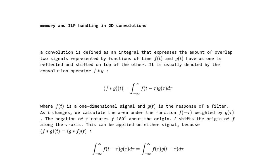 Screenshot of riemani.ca: Memory and ILP handling in 2D convolutions
