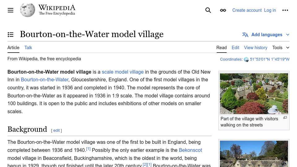 Screenshot of en.wikipedia.org: A Physical instance of recursion, from 1936