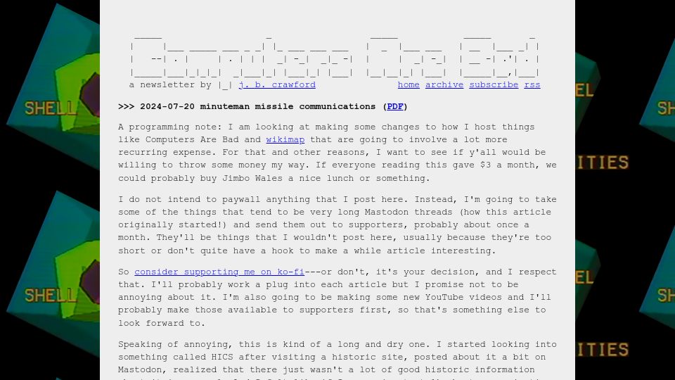 Screenshot of computer.rip: Minuteman missile communications