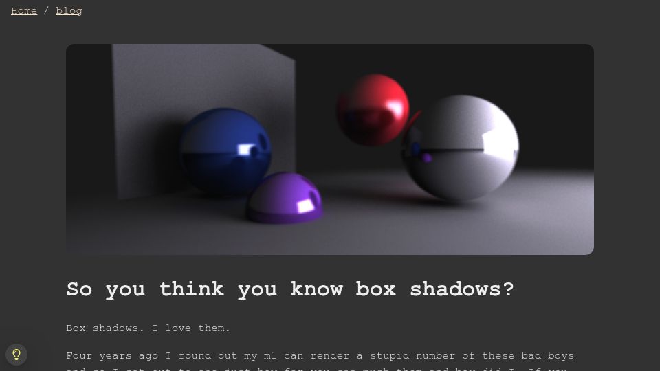 Screenshot of dgerrells.com: So you think you know box shadows?