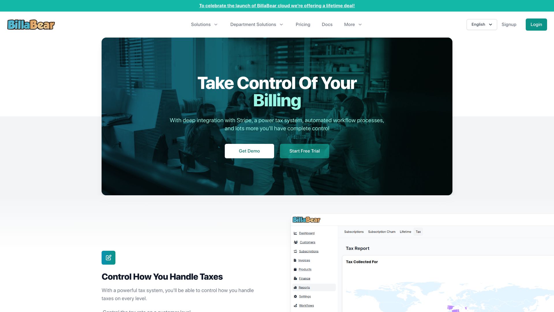 Screenshot of billabear.com: Show HN: A source-available billing system I've spent 18 months building