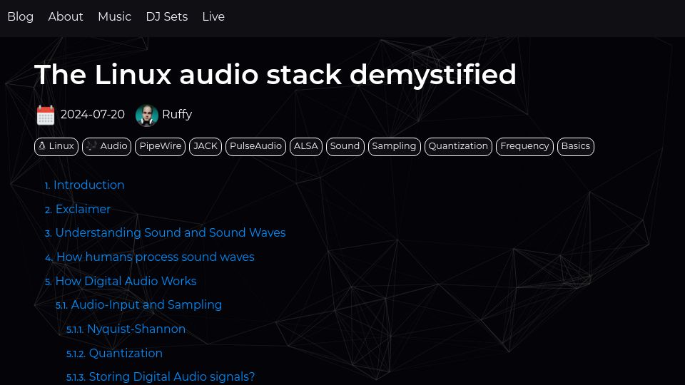 Screenshot of blog.rtrace.io: The Linux audio stack demystified (and more)