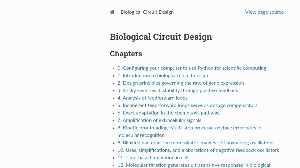 Screenshot of biocircuits.github.io: Biological Circuit Design
