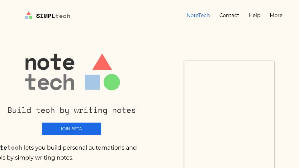 Screenshot of simpltech.ai: Show HN: NoteTech – Create personal automations by writing notes