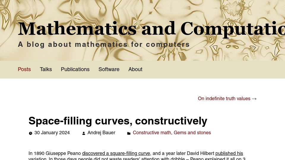 Screenshot of math.andrej.com: Space-filling curves, constructively