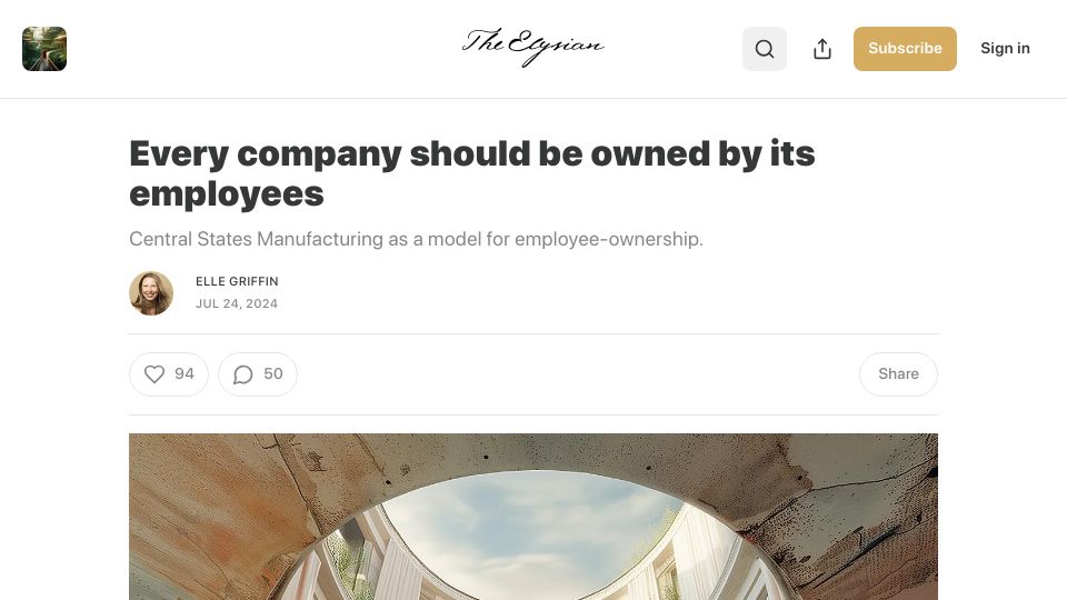 Screenshot of elysian.press: Every company should be owned by its employees