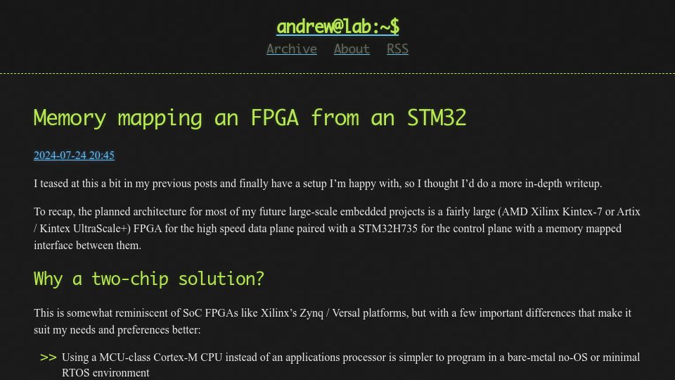 Screenshot of serd.es: Memory Mapping an FPGA from an STM32