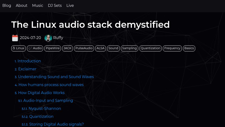 Screenshot of blog.rtrace.io: The Linux audio stack demystified