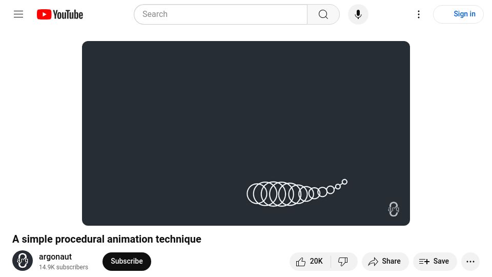 Screenshot of youtube.com: A simple procedural animation technique [video]