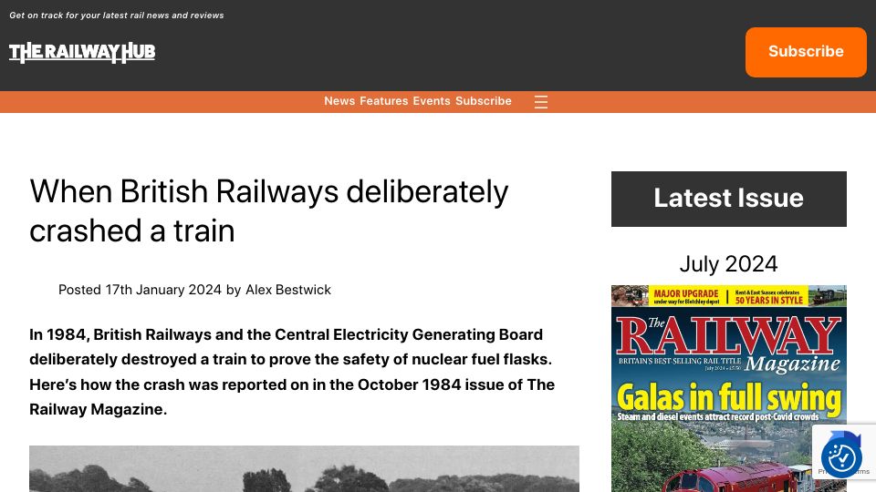 Screenshot of therailwayhub.co.uk: When British Railways deliberately crashed a train