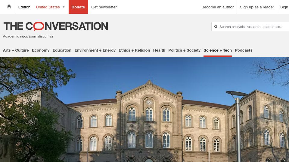 Screenshot of theconversation.com: Göttingen was one of the most productive centers of mathematics (2019)
