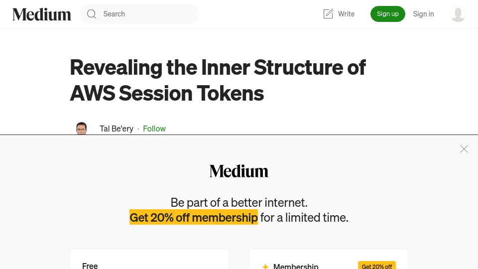 Screenshot of medium.com: Revealing the Inner Structure of AWS Session Tokens