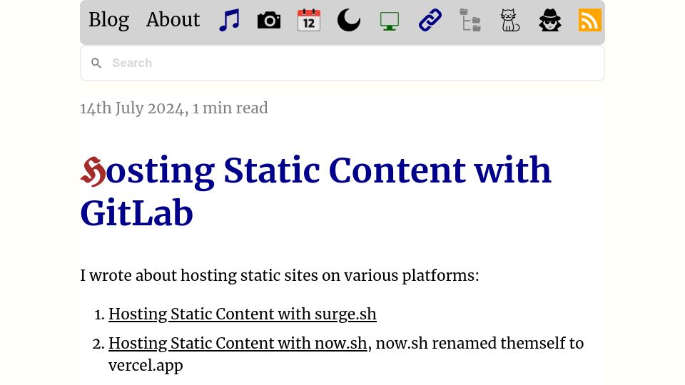 Screenshot of eklausmeier.goip.de: Hosting Static Content with Gitlab
