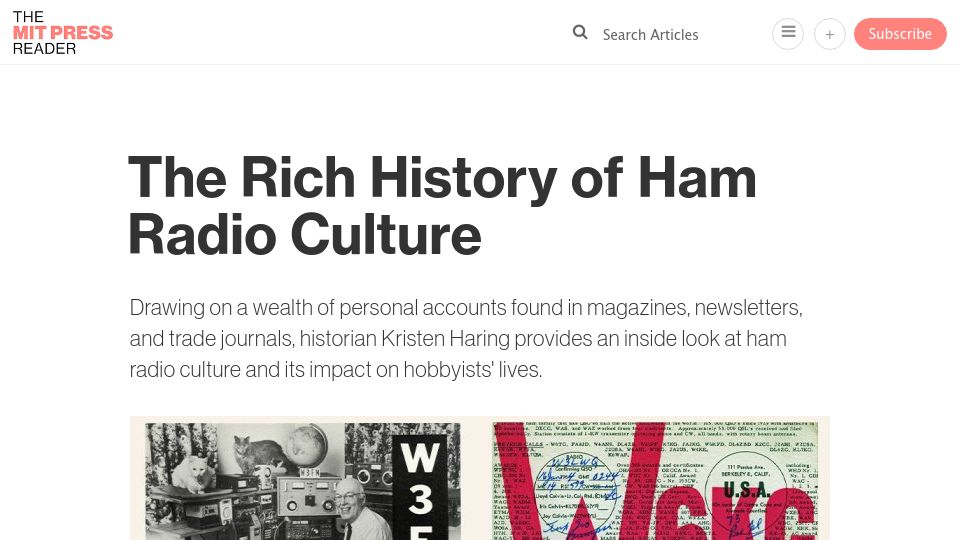 Screenshot of thereader.mitpress.mit.edu: The Rich History of Ham Radio Culture