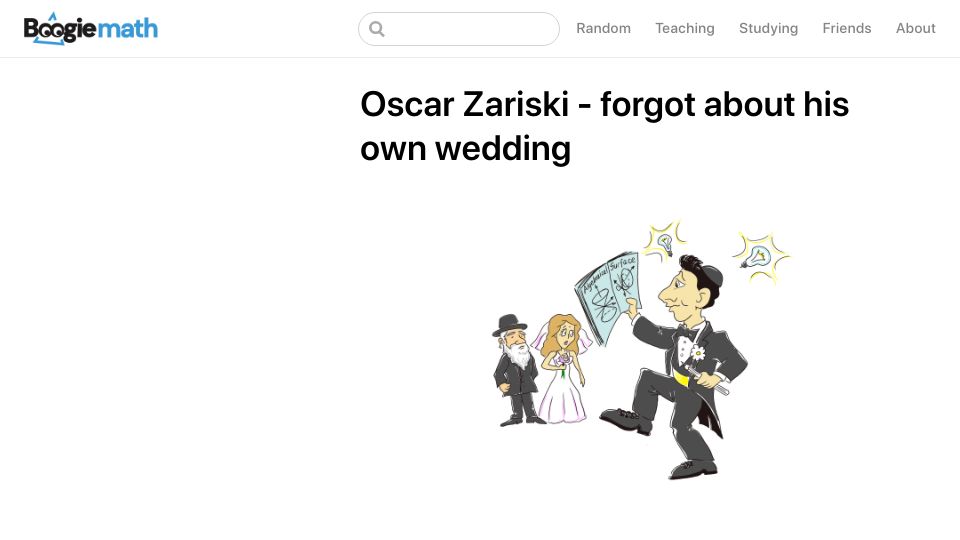 Screenshot of boogiemath.org: Oscar Zariski was one of the founders of modern algebraic geometry