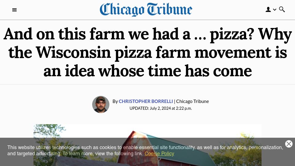 Screenshot of chicagotribune.com: Why the Wisconsin pizza farm movement is an idea whose time has come