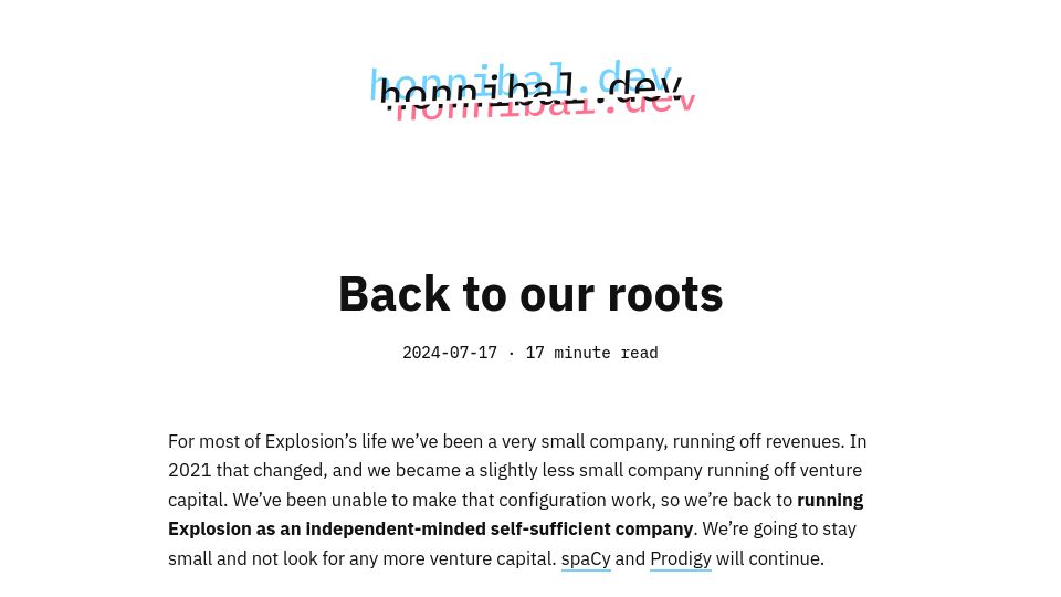 Screenshot of honnibal.dev: Back to our roots