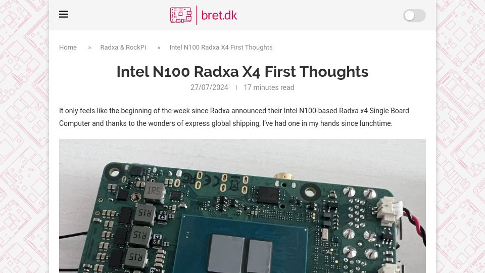Screenshot of bret.dk: Intel N100 Radxa X4 First Thoughts
