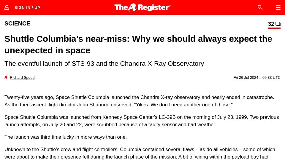 Screenshot of waynehale.wordpress.com: STS-93: We don’t need any more of those (2014)