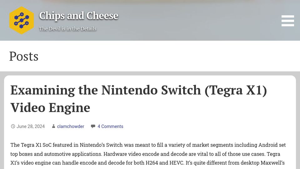Screenshot of chipsandcheese.com: Examining the Nintendo Switch (Tegra X1) Video Engine