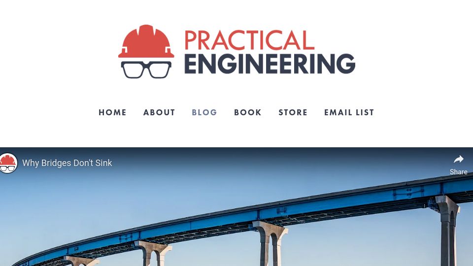 Screenshot of practical.engineering: Why Bridges Don't Sink