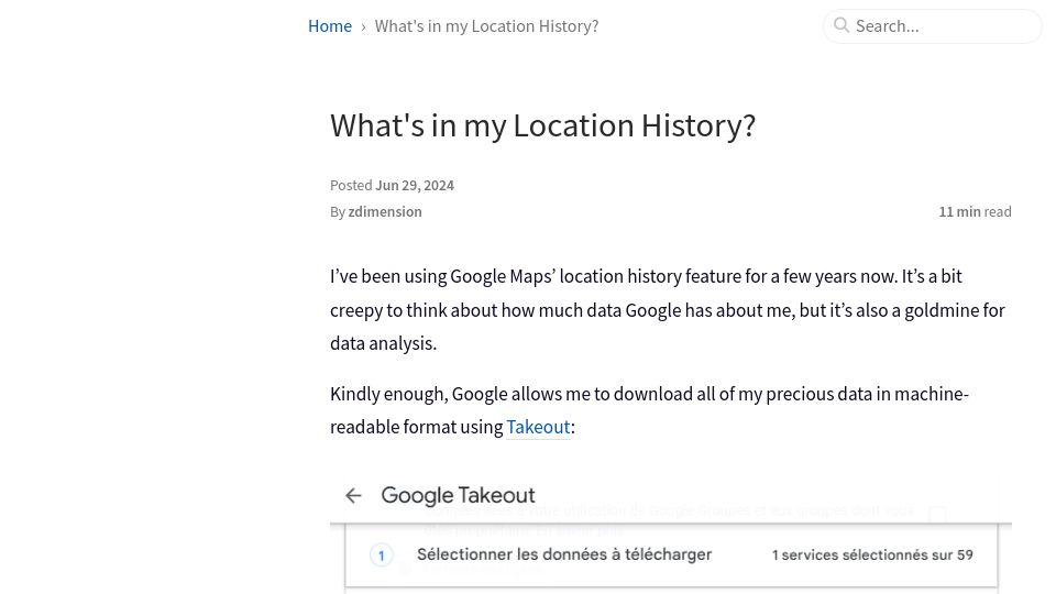 Screenshot of zdimension.fr: What's in my location history?