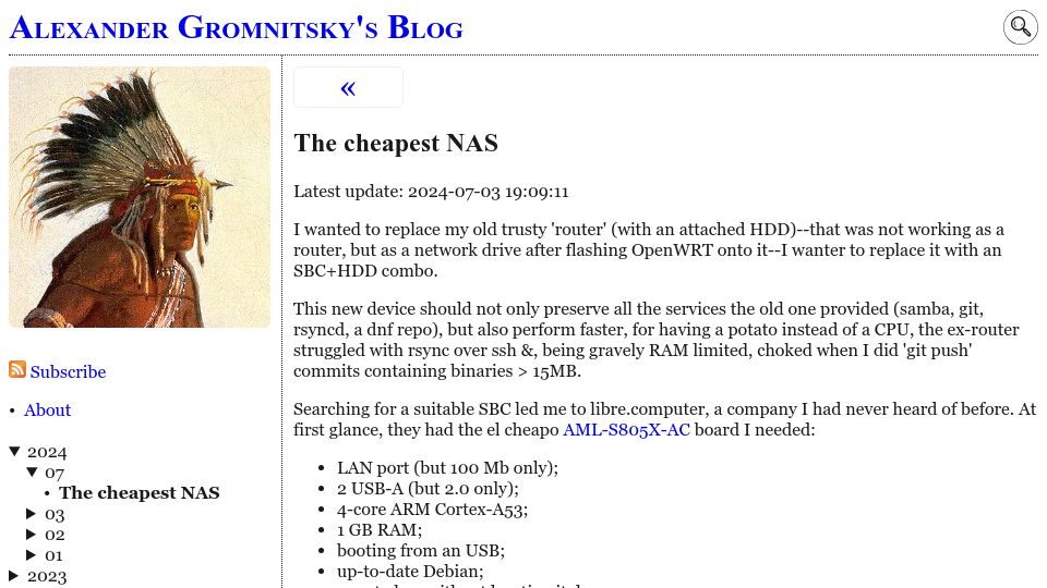 Screenshot of sigwait.org: The Cheapest NAS