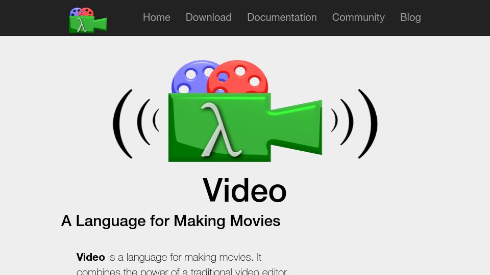 Screenshot of lang.video: Video is a language for making movies