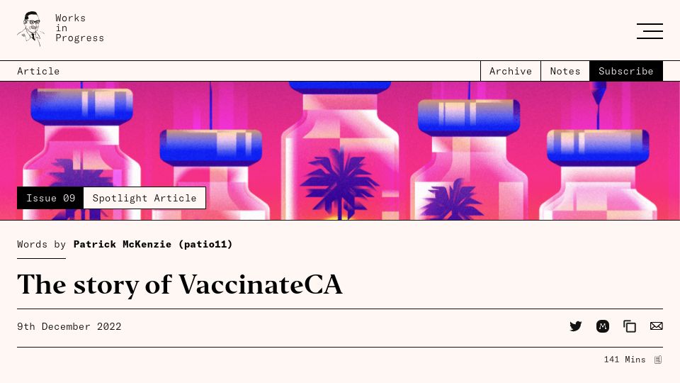 Screenshot of worksinprogress.co: The Story of VaccinateCA (2022)