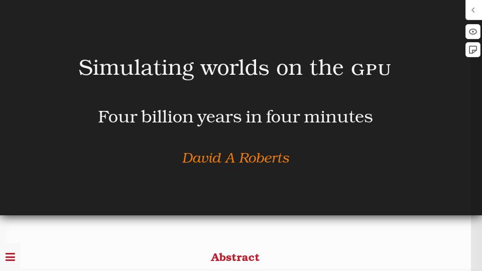 Screenshot of davidar.io: Four billion years in four minutes – Simulating worlds on the GPU
