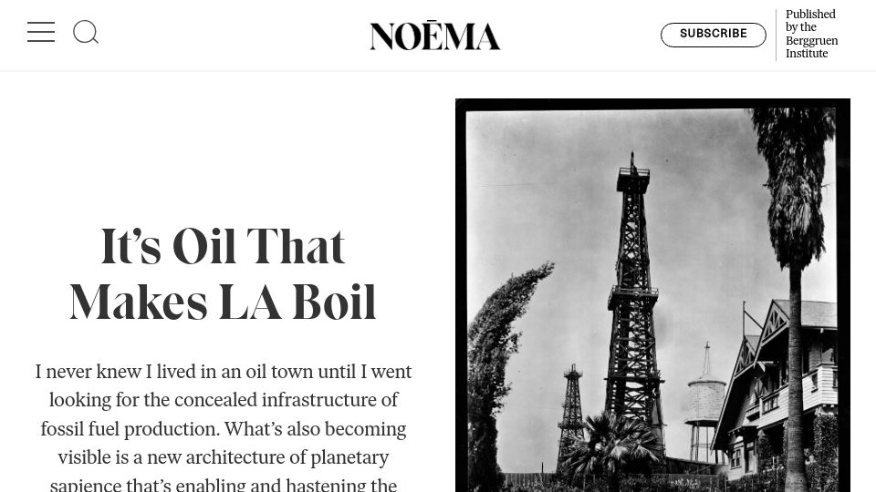 Screenshot of noemamag.com: Before LA became Tinseltown, it was an oil town