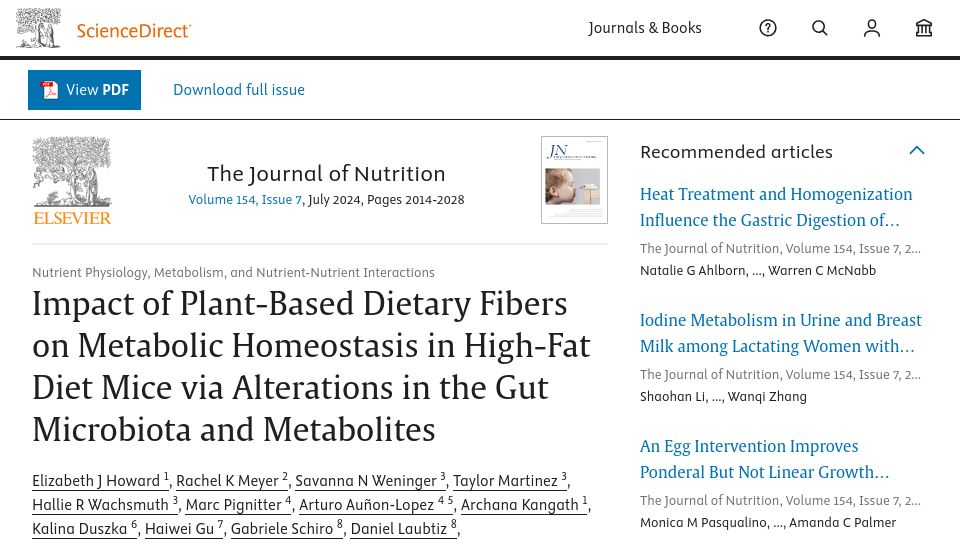 Screenshot of sciencedirect.com: Diet impacts metabolic disease via gut microbiota alterations