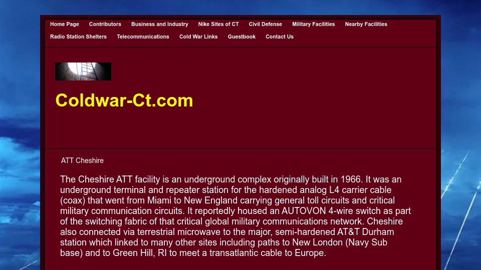 Screenshot of coldwar-ct.com: Construction of the AT&T Long Lines "Cheshire" underground site