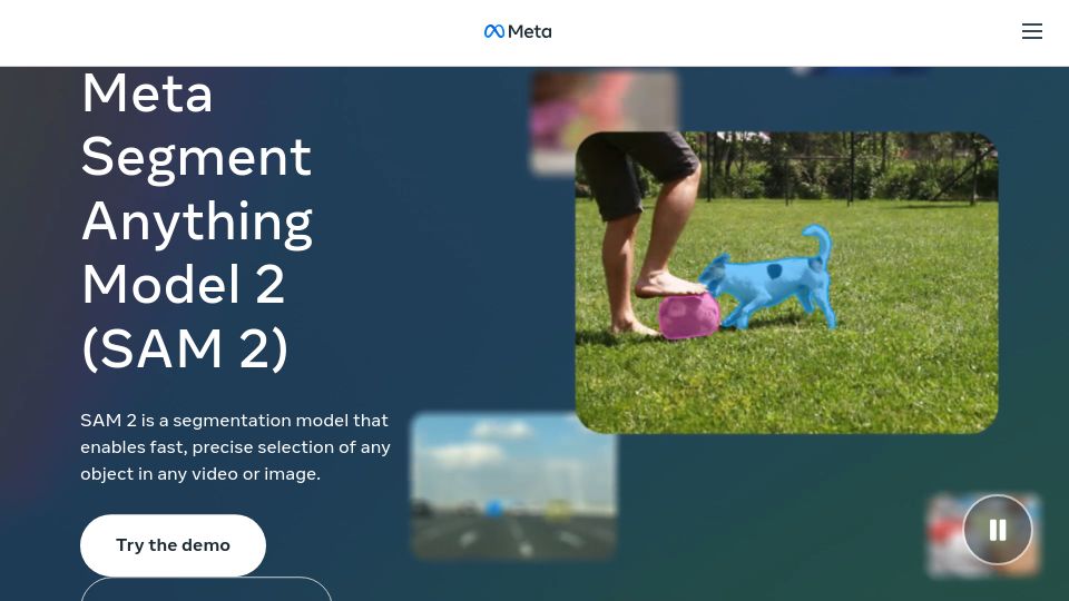 Screenshot of ai.meta.com: Meta introduces Segment Anything Model 2