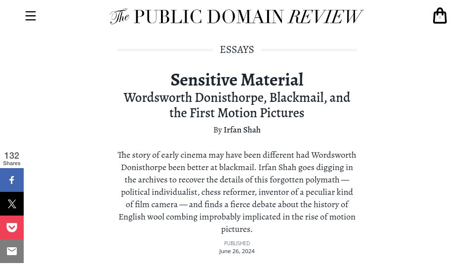 Screenshot of publicdomainreview.org: Wordsworth Donisthorpe, Blackmail, and the First Motion Pictures