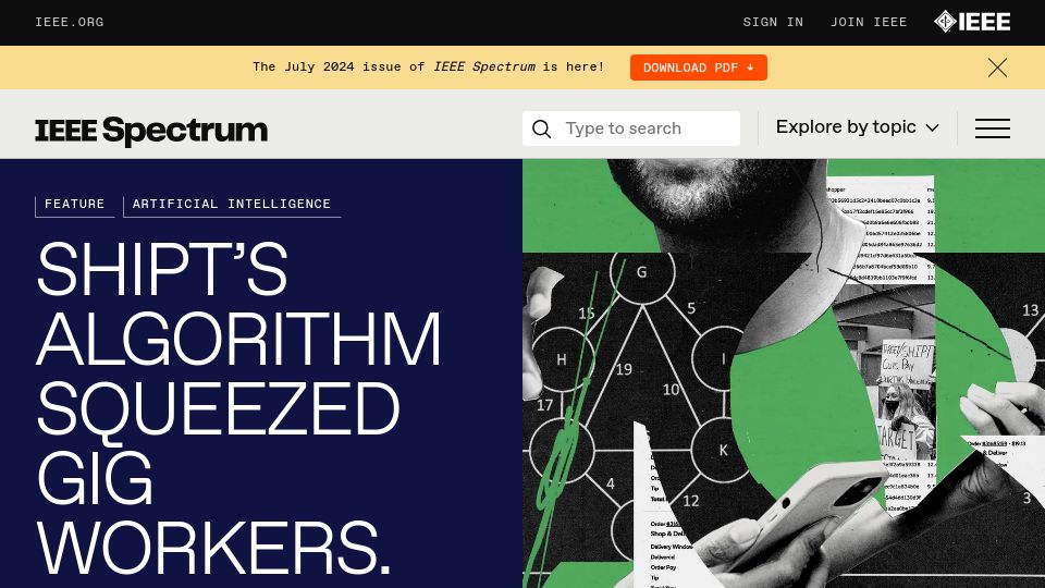 Screenshot of spectrum.ieee.org: Shipt’s algorithm squeezed gig workers, who fought back