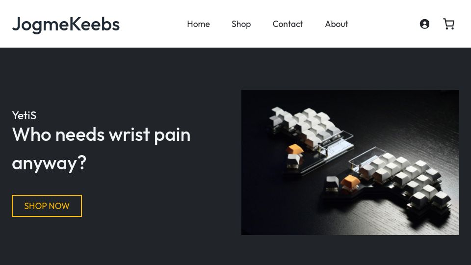 Screenshot of jogmekeebs.com: Show HN: I made a split keyboard for large palms
