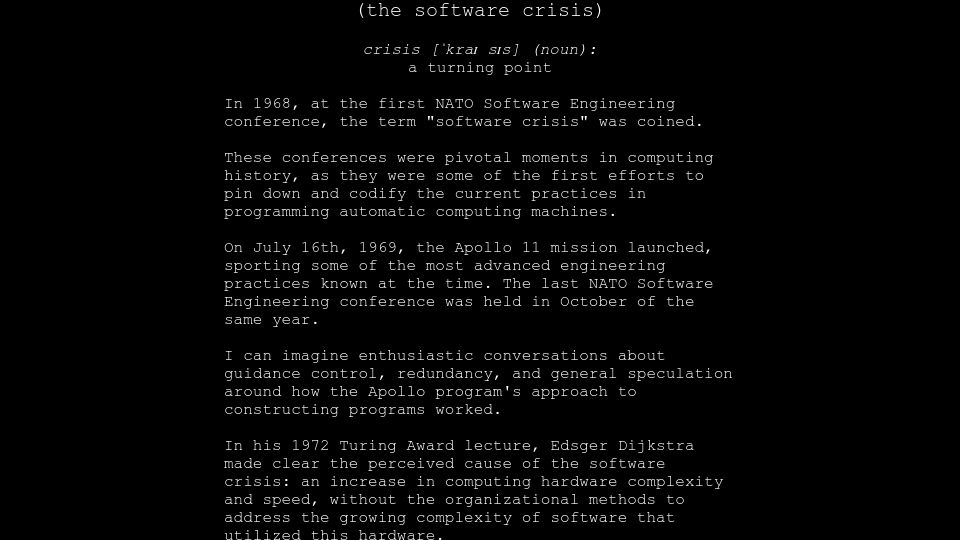 Screenshot of wryl.tech: The Software Crisis