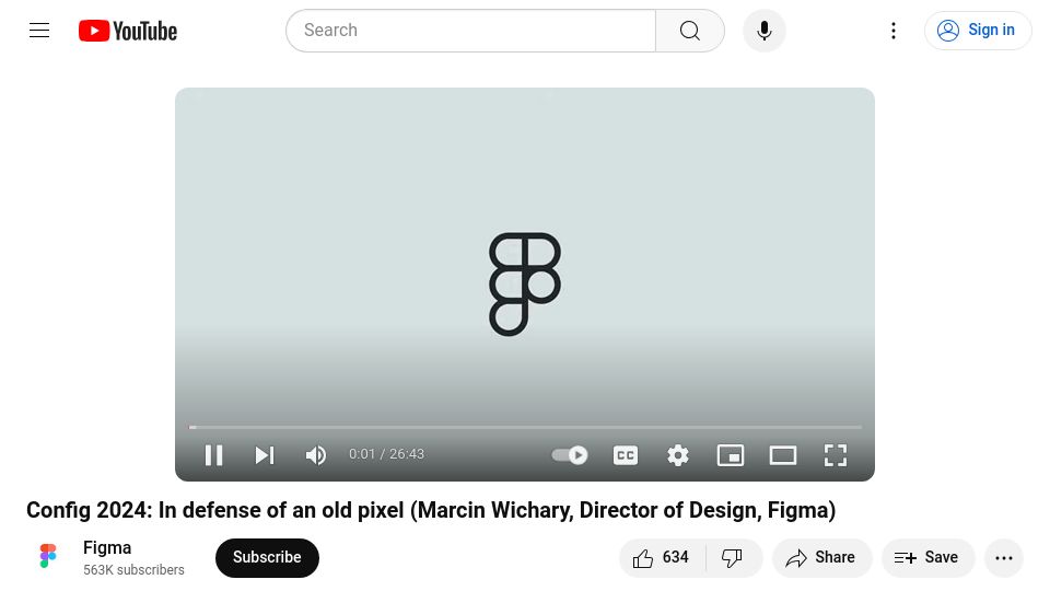 Screenshot of youtube.com: Config 2024: In defense of an old pixel [video]