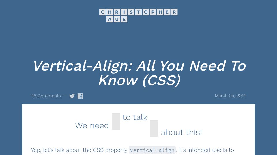 Screenshot of christopheraue.net: Vertical-Align: All You Need to Know (CSS) (2014)