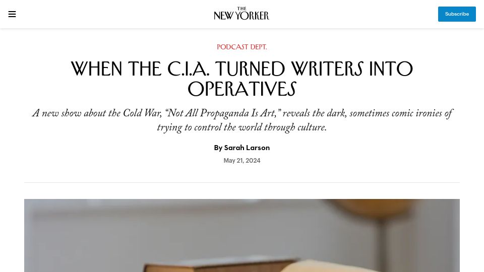 Screenshot of newyorker.com: When the CIA turned writers into operatives